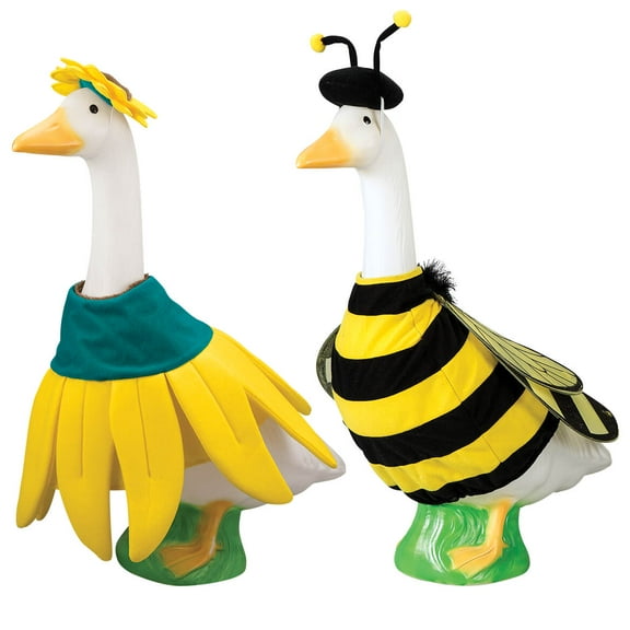 Gaggleville Summer Fun in the Garden Goose Outfit Bundle - Includes Sunflower & Bumble Bee Outfits, Fits Large 23" H Statue, by Fox Valley Traders