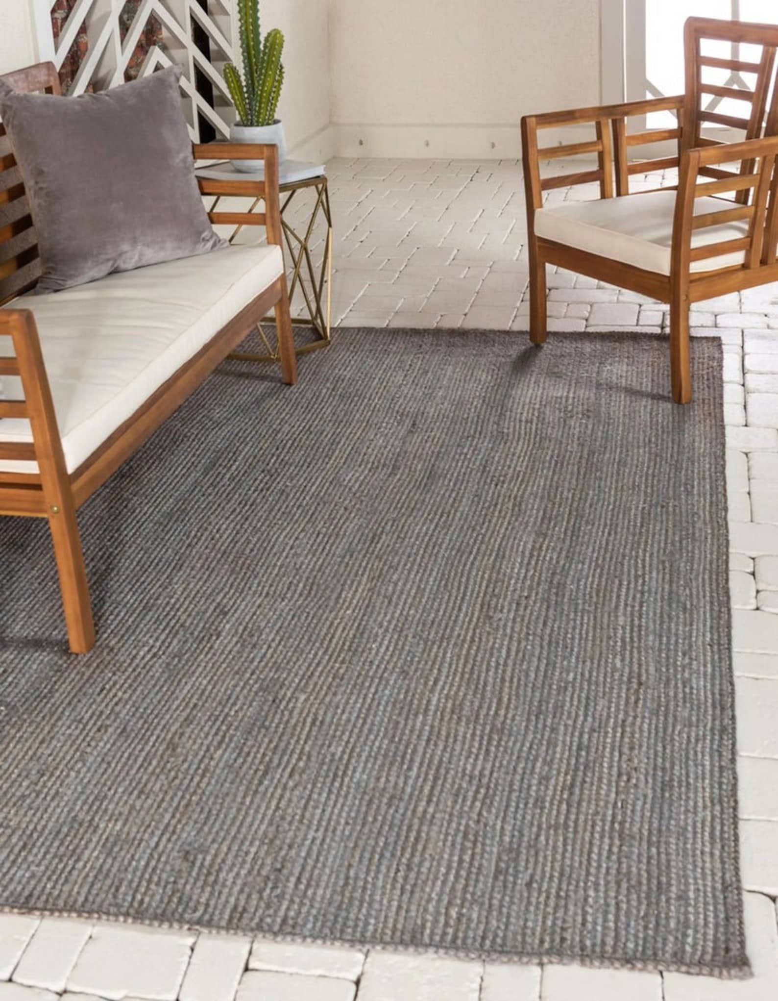 Gahilot International Handmade Hand Woven Boho Braided Jute Area Rug Natural Fibers Rectangle Rugs Collection