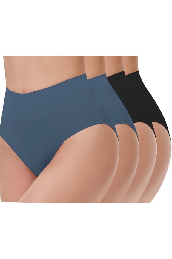 4 Pack Tummy Light Control Shapewear Underwear for Women- High Waisted Underwear Butt Lifter Slimming Briefs Sport Breathable Panty for Ladies