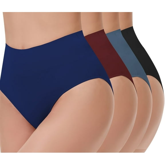 4 Pack Tummy Light Control Shapewear Underwear for Women- High Waisted Underwear Butt Lifter Slimming Briefs Sport Breathable Panty for Ladies