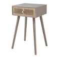 thumbnail image 1 of Gaia 28 Inch Pine Wood Side End Table, Gliding Rattan Drawer, Oak Gray, 1 of 5