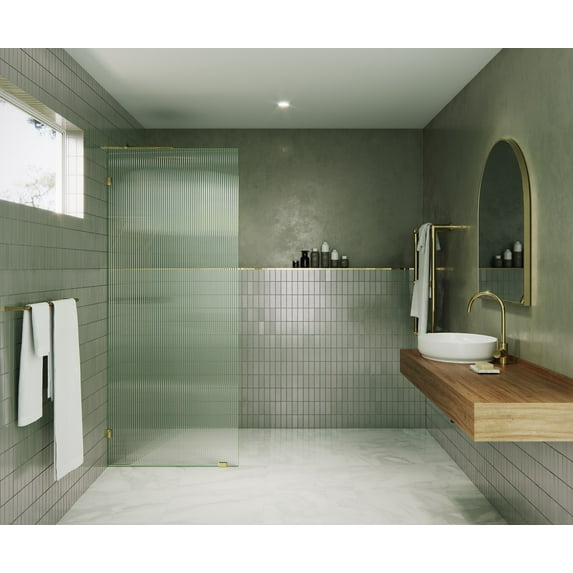 Gaia 32 in. x 78 in. Glass Shower Panel Single Fluted Frosted