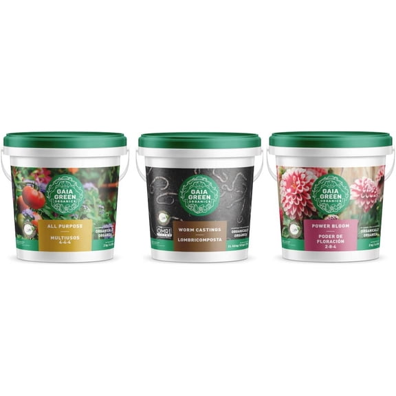 Gaia Green Combo+ 2kg All Purpose 4-4-4-, 2Kg Power Bloom 2-8-4, 2L Worm Castings