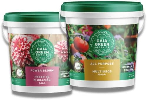 Gaia Green Power Bloom and All Purpose Organic  Nutrients Fertilizer andFeeding Chart, 2.2KG Bundle Set
