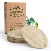 Gaia Guy Natural Dish Sponge 10 Pack, Luffa Kitchen Scrubber Scouring Pad, 100% Plastic-Free Loofah Plant-Based Dishwashing Scrubber, Biodegradable and Zero Waste