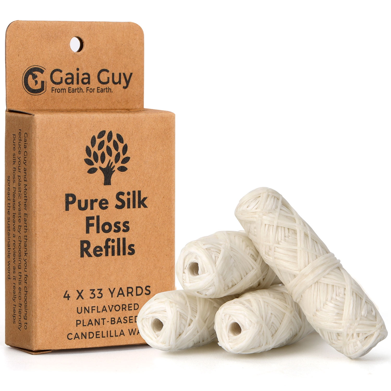 Floshing Thread Gaia Guy Silk Dental Floss Refill | Unflavored Natural Silk | 4 spools ...