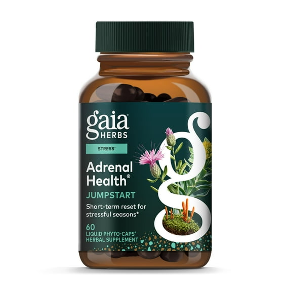Gaia Herbs Adrenal Health Jumpstart - Helps Sustain Healthy Energy & Stress Levels* - With Cordyceps, Schisandra, Rhodiola & Licorice - 60 Vegan Liquid Phyto-Capsules (30 Servings)
