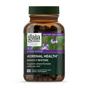 Gaia Herbs Adrenal Health Nightly Restore - Herbal Supplement with Ashwagandha, Magnolia Bark, Cordyceps, Lemon Balm & More* - 120 Vegan Liquid Phyto-Capsules (60 Servings)