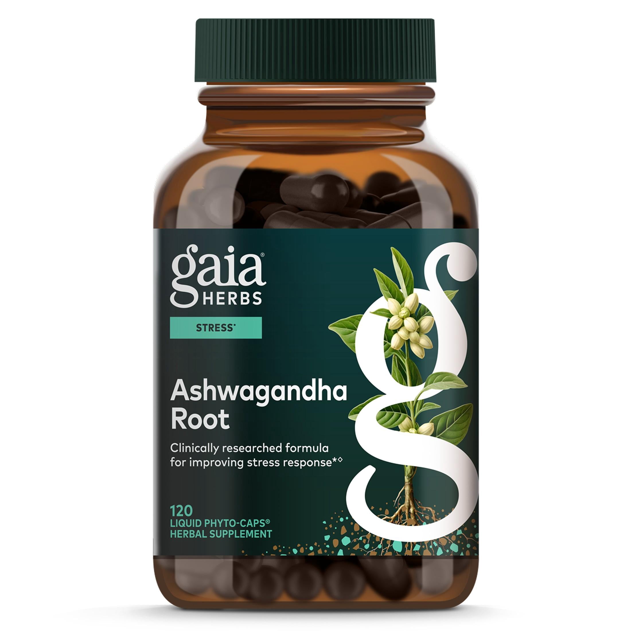 Gaia Herbs Ashwagandha Root 350 mg - Stress Relief & Sleep Support Supplement - Supports Positive Outlook*- Supports Healthy Cortisol Balance* - 60 ...