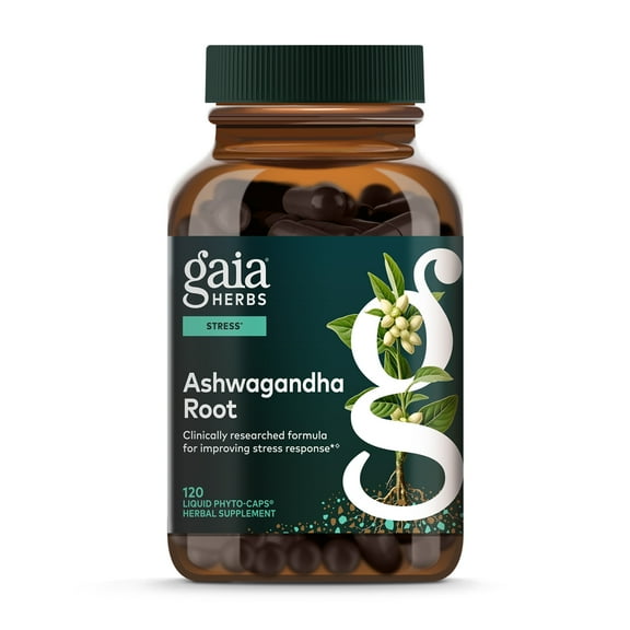 Gaia Herbs Ashwagandha Root - Stress Relief & Sleep Support Supplement - Supports Balanced Energy Levels & Positive Outlook* - 120 Vegan Liquid Phyto-Caps (60 Servings)