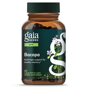 Gaia Herbs Bacopa - Brain & Cognitive Support Herbal Supplement - Made with Bacopa Monnieri to Help Support a Thriving Mind* - 60 Vegan Liquid Phyto-Capsules (60 Servings)