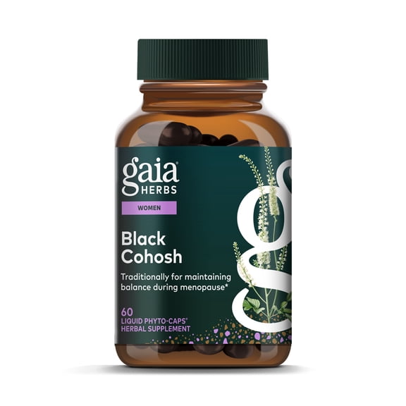 Gaia Herbs Black Cohosh - Menopause Support Supplement to Help Support Hormone Balance & Health for Women* - With Black Cohosh - 60 Vegan Liquid Phyto-Caps (60 Servings)