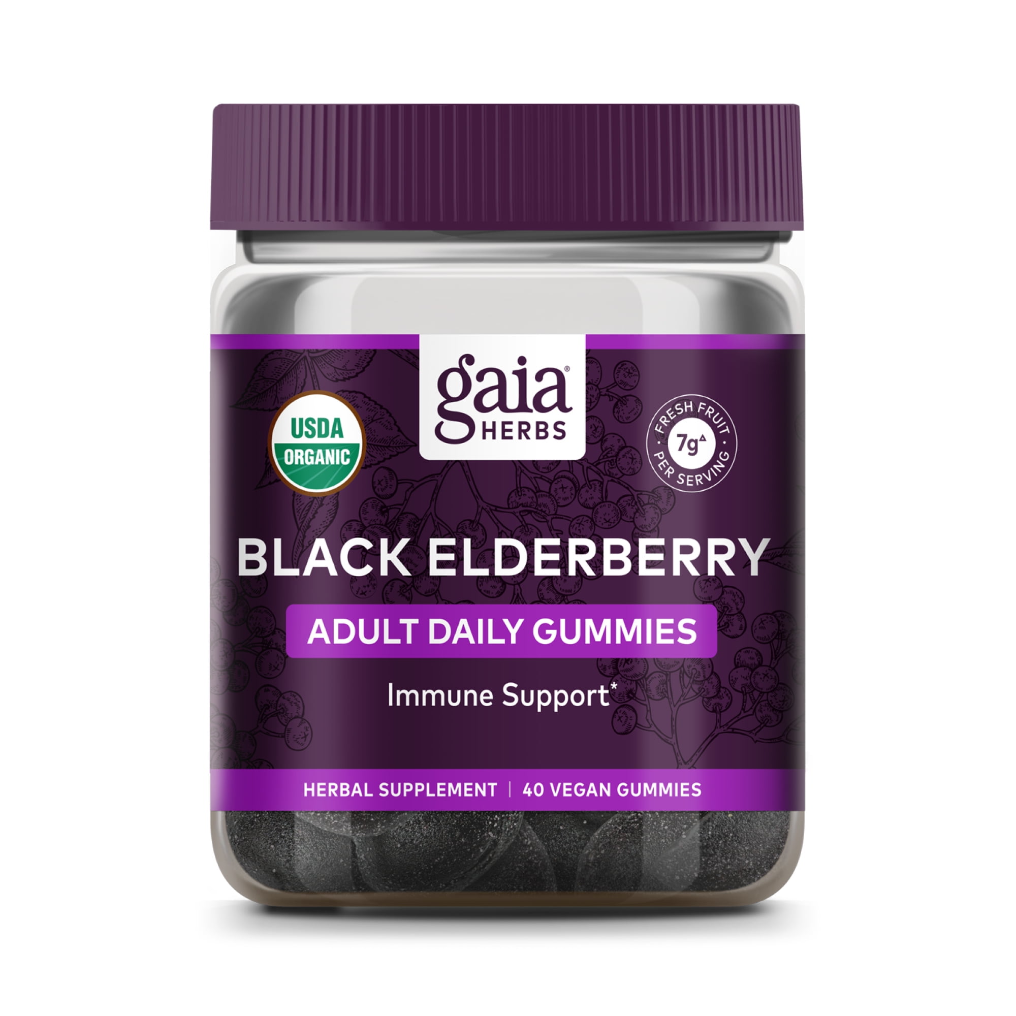 Gaia Herbs Black Elderberry Adult Daily Gummies 40 Gummies (Up to 20