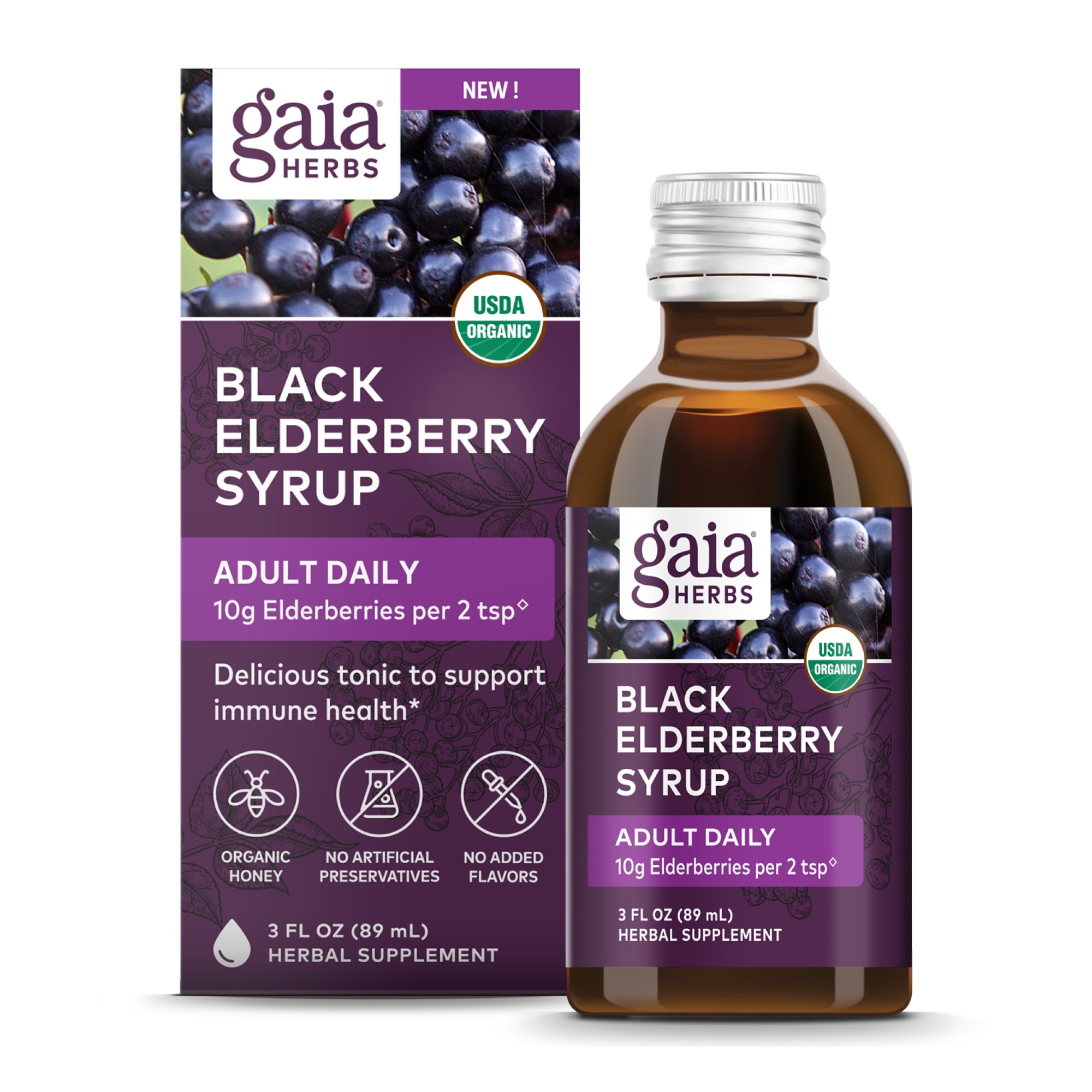 Gaia Herbs Black Elderberry (Sambucus Nigra) Syrup Adult Daily Immune
