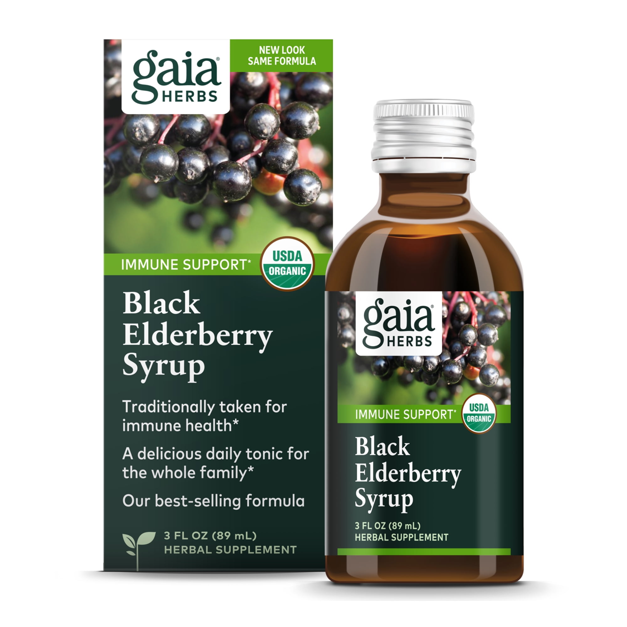 Black Elderberry Syrup, 3 fl oz (89 ml), Gaia Herbs