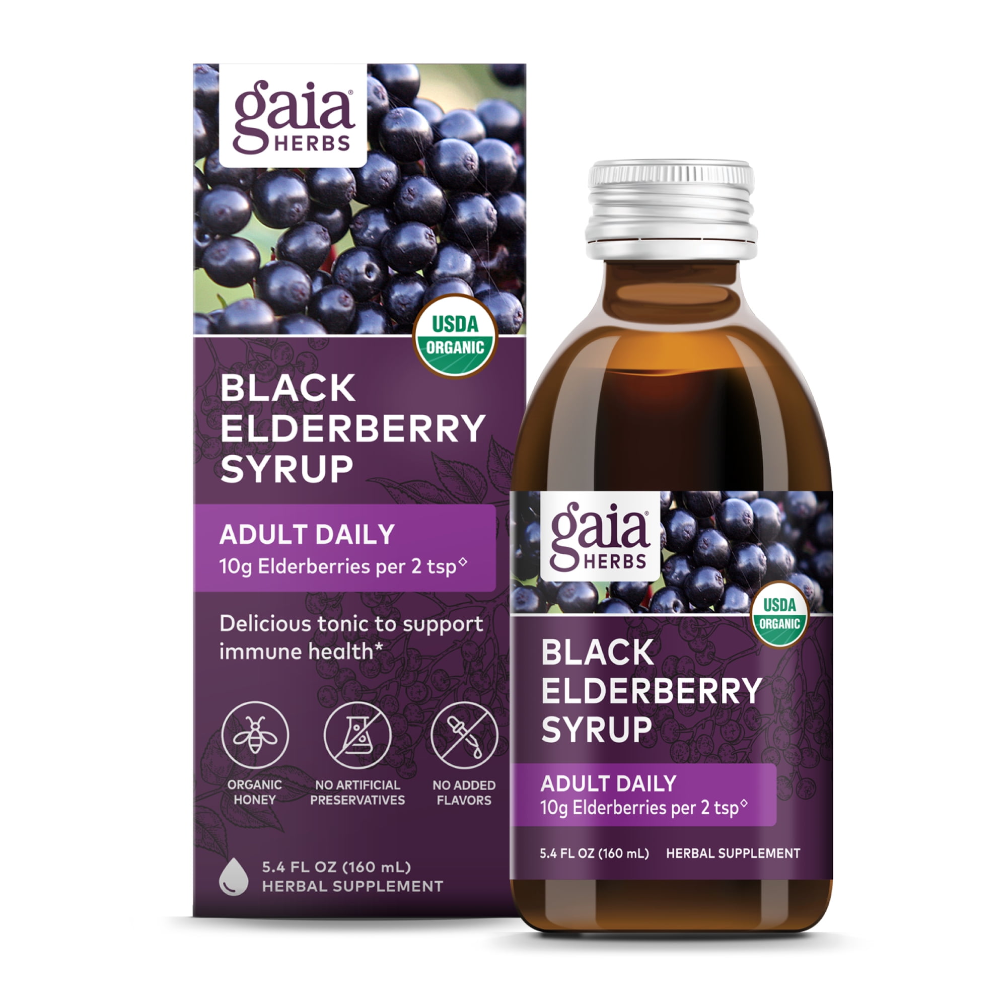 Gaia Herbs Black Elderberry Syrup, 5.4 fl oz (160 ml)