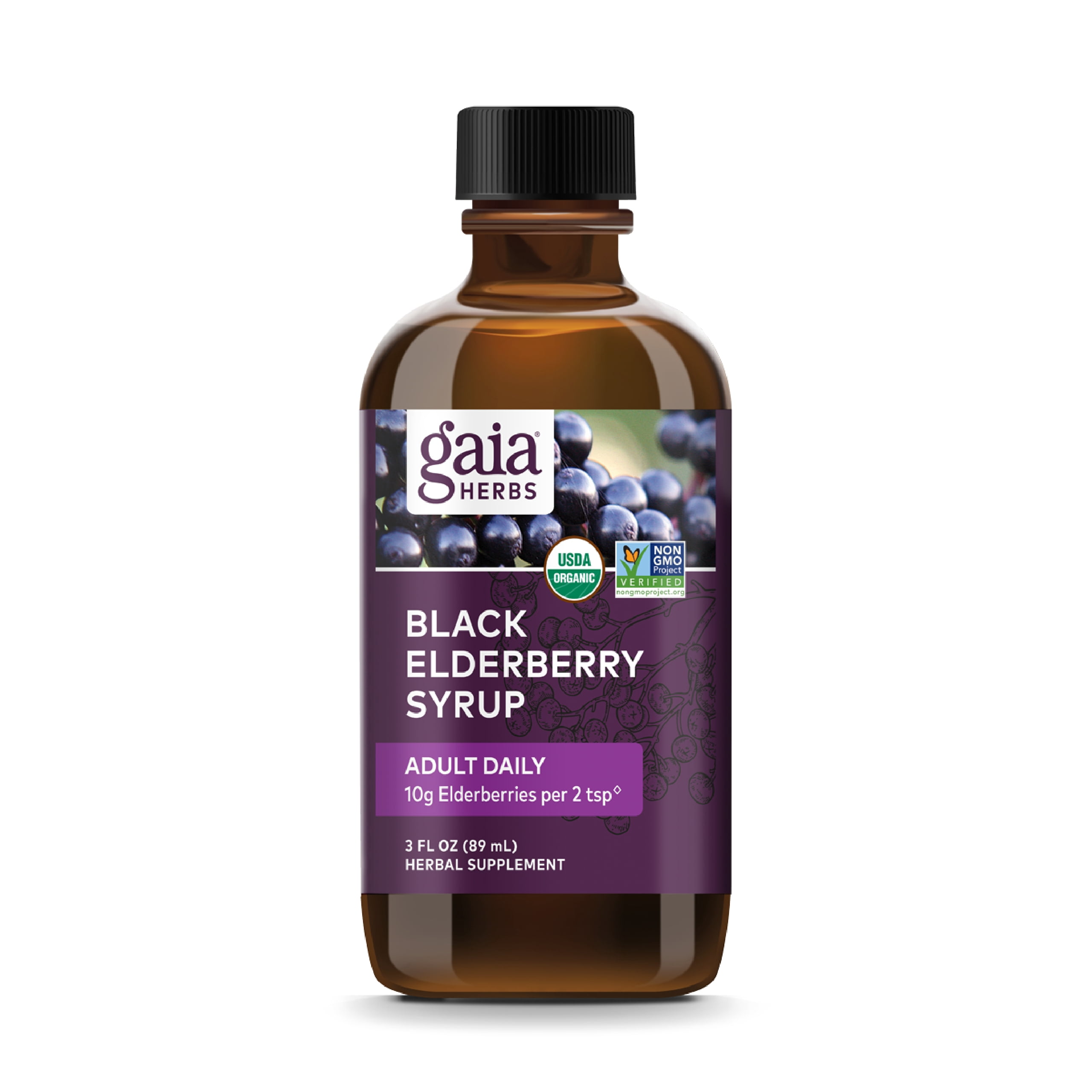 Gaia Herbs Black Elderberry Syrup - Liquid Extract, Adult Daily Immune ...