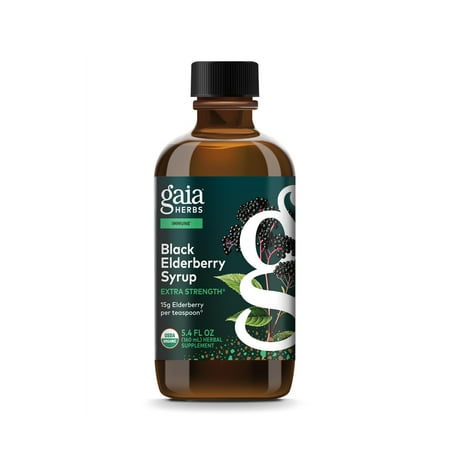 Gaia Herbs, Black Elderberry Syrup, Daily Immune Support with Antioxidants, Organic Sambucus Elderberry Supplement, 5.4 Fl Oz (Pack of 1)