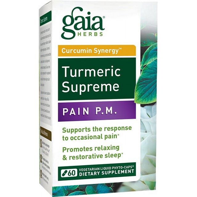 Gaia Herbs Curcumin Synergy Turmeric Supreme Pain P.M. 30 Vegetarian