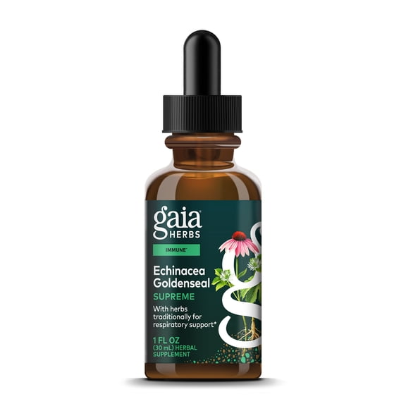 Gaia Herbs Echinacea Goldenseal Supreme - Goldenseal Root Herbal Nutrient Complex for Immune Support - Convenient Liquid Extract - Soy, Dairy & Gluten Free - 1 Fl Oz