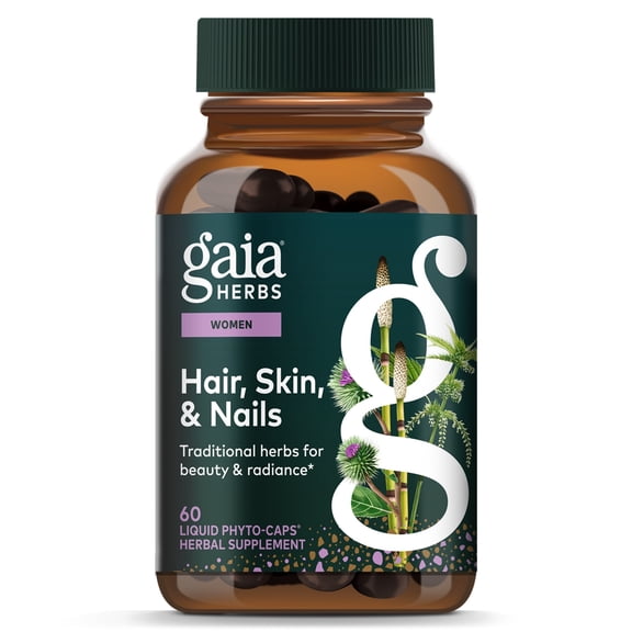 Gaia Herbs Hair, Skin & Nails - Supplement to Support Healthy Skin, Hair & Nail Health* - Astaxanthin, Horsetail, Gotu Kola & Burdock - 60 Vegan Liquid Phyto-Capsules (30 Servings)