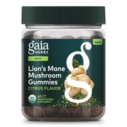 Gaia Herbs Lions Mane Mushroom Gummies - Brain Support Supplement* - Made with Organic Lions Mane Mushrooms - Free from Gluten, Soy & Dairy - 60 Vegan Gummies 30 Servings