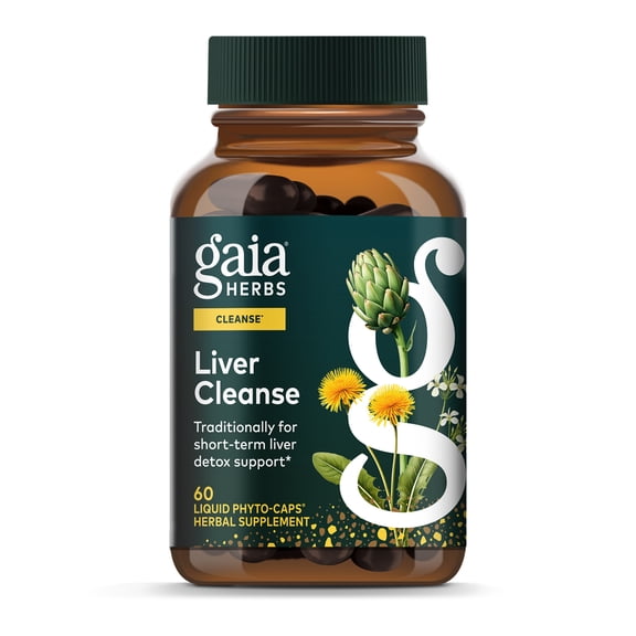 Gaia Herbs Liver Cleanse - Liver Health Support Herbal Supplement with Milk Thistle, Burdock, Turmeric, Dandelion & More* - 60 Vegan Liquid Phyto-Caps