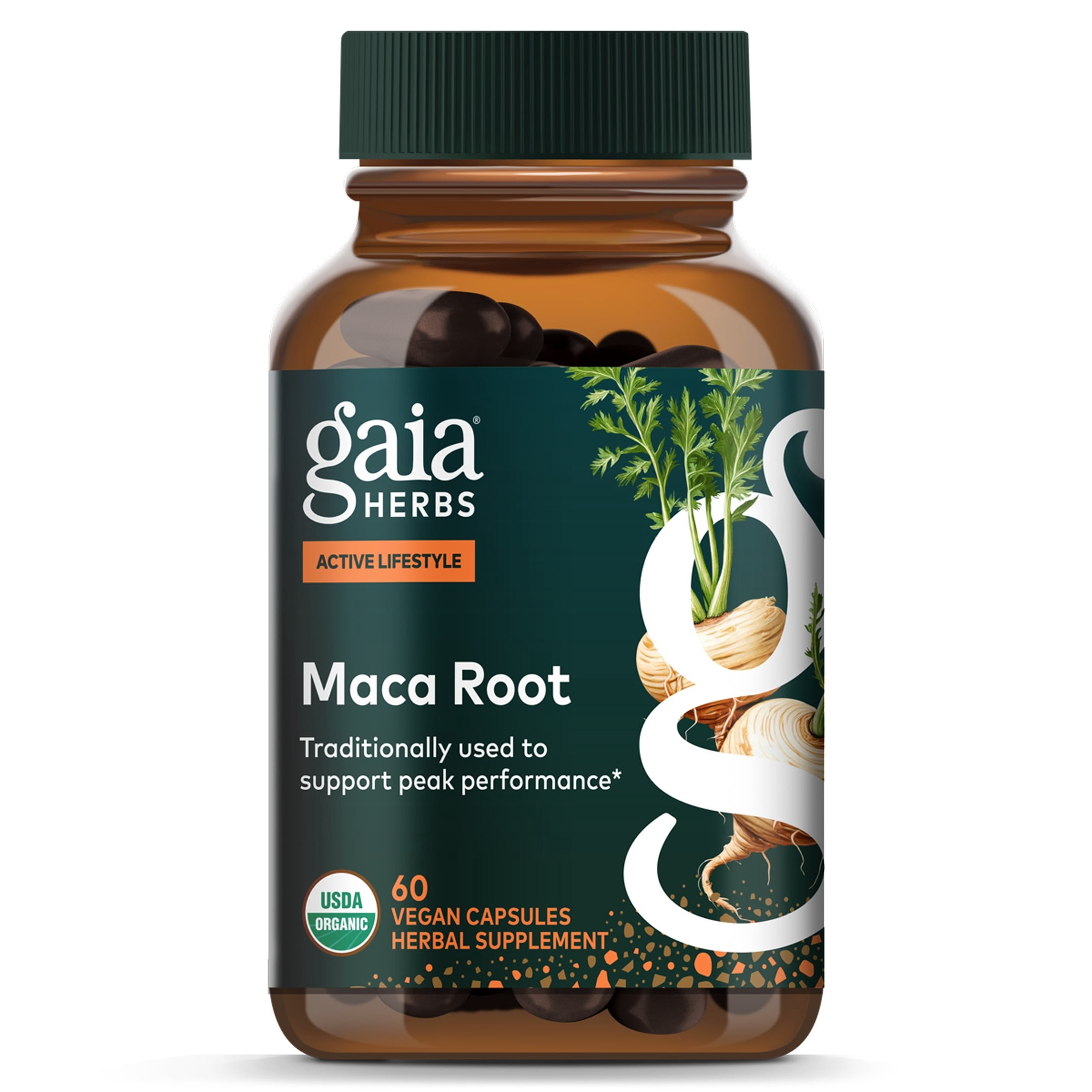 Gaia Herbs Maca Root - Caffeine-Free Energy Supplement - Traditionally Used to Support Healthy Energy & Stamina* - Made with Organic Maca Root (Lepidium meyenii) - 60 Vegan Capsules (60 Servings)
