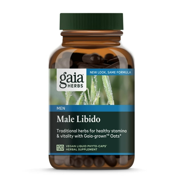 Gaia Herbs Male Libido Vegan Liquid Capsules - Supports Stamina and Optimizes Healthy Performance with Epimedium (Horny Goat Weed), Tribulus Terrestris, Maca Root and Saw Palmetto, 120 Count, Brown
