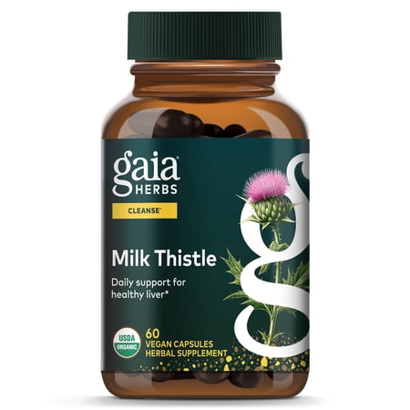 Gaia Herbs Milk Thistle - Liver Supplement & Cleanse Support for Helping to Maintain Healthy Liver Function* - 60 Vegan Capsules (20 Servings)