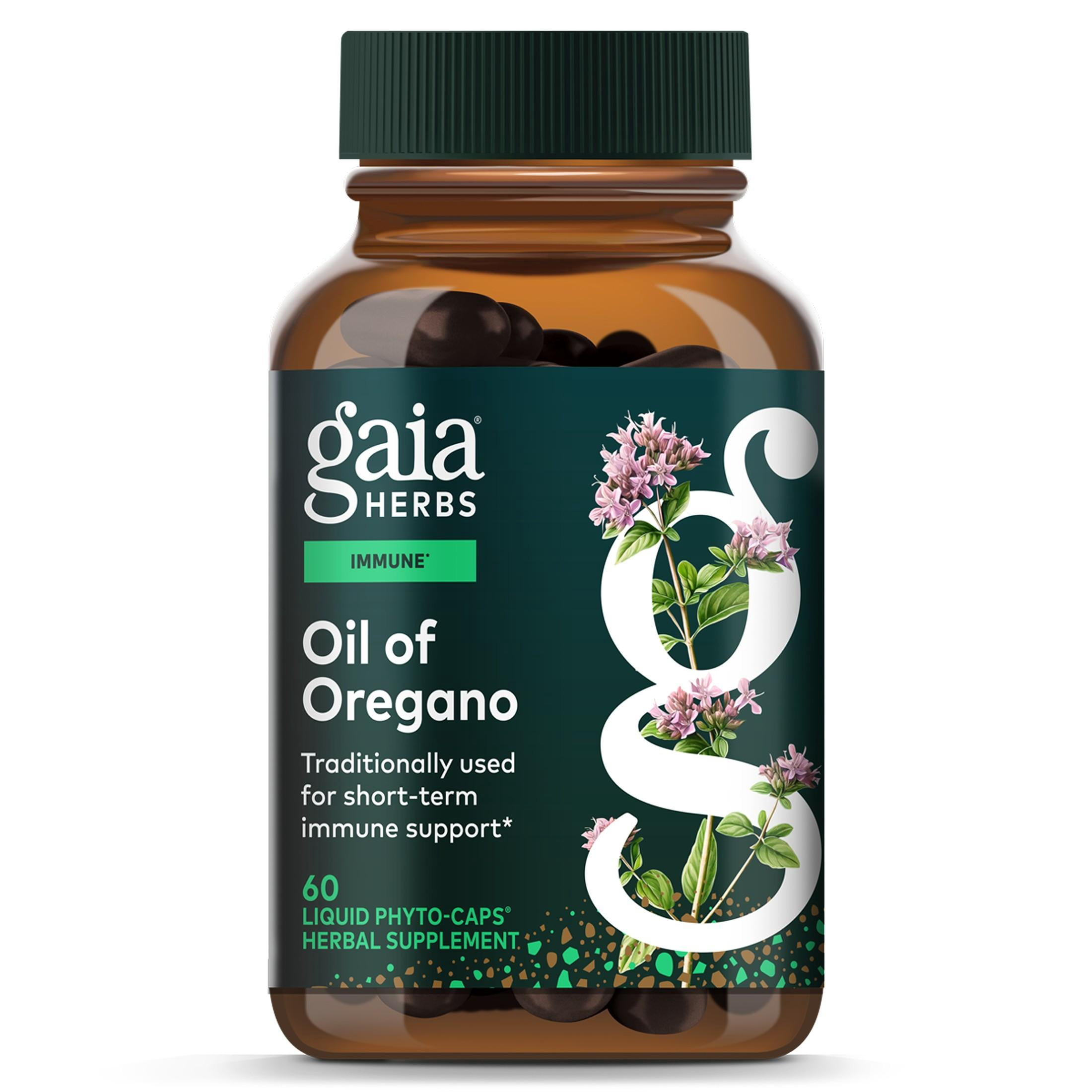 Gaia Herbs Oil of Oregano Capsules - 230 mg Oregano Leaf - Immune & Antioxidant Support Supplement with Oregano Oil, Carvacrol & Thymol* - 60 Vegan Liquid Phyto-Caps (60 Servings)