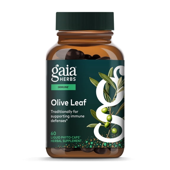 Gaia Herbs Olive Leaf - Traditional Immune Health Support - Immune System Supplement with Olive Leaf Extract & Oleuropein* - 60 Vegan Liquid Phyto-Caps (60 Servings)