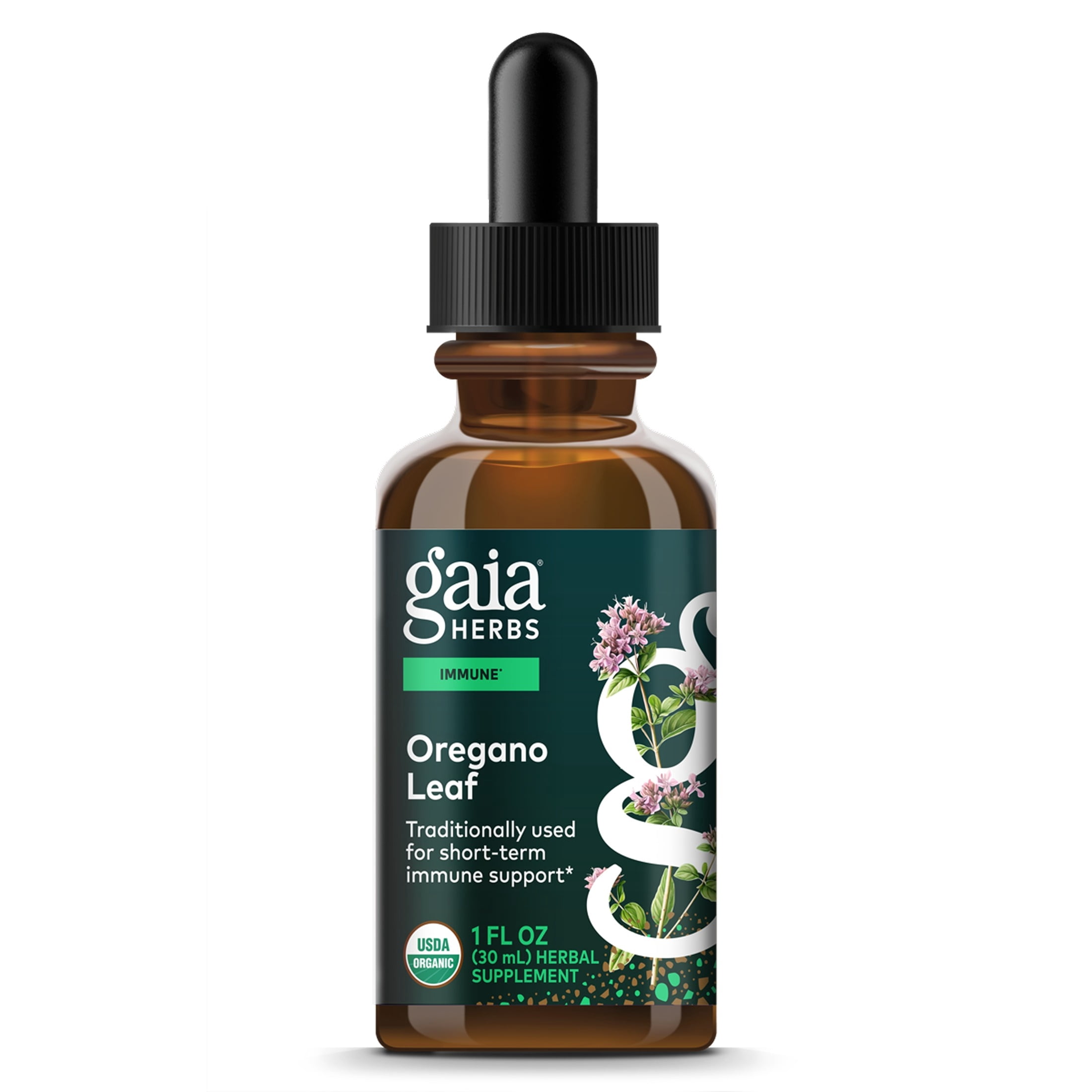 Gaia Herbs Oregano Leaf - Immune Support Herbal Supplement* - With Oregano Leaf Extract - Certified Organic - 1 Fl Oz (23 Servings)