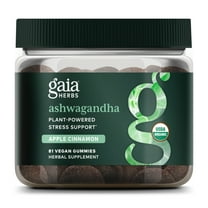 Gaia Herbs Organic Ashwagandha Gummies - Stress Support* - Made with Cinnamon & Ginger - Gluten Free & Vegan - 81 Count (27 Servings)