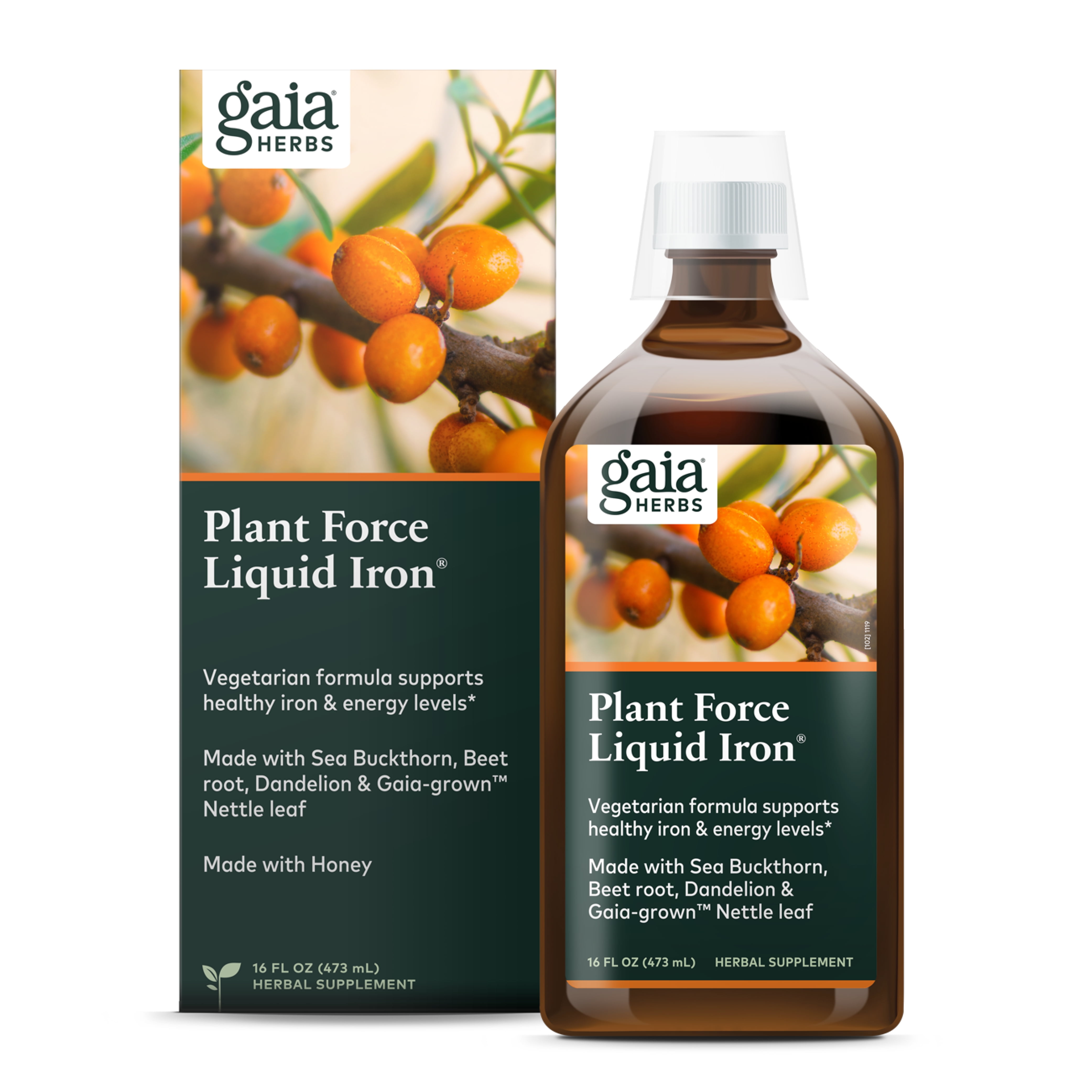 Gaia Herbs Plant Force Liquid Iron Vegetarian Iron Supplement to Help