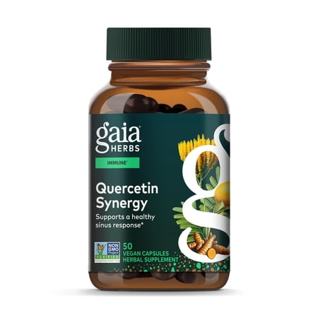 Gaia Herbs Quercetin Synergy - Supports Immune Health* - Wellemon Lemon Fruit Extract - 50 Vegan Capsules (50 Servings)