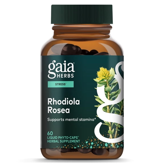 Gaia Herbs Rhodiola Rosea - Stress Support Supplement Traditionally for Supporting Healthy Stamina & Endurance* - With Siberian Rhodiola Root Extract - 60 Vegan Liquid Phyto-Caps (60 Servings)