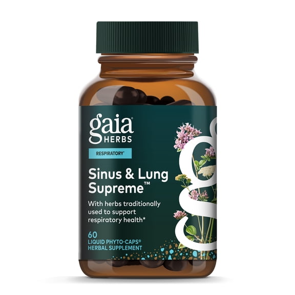 Gaia Herbs Sinus & Lung Supreme - Lung Support Supplement for Respiratory Health - Sinus Support -Vegan, Gluten-Free & Dairy Free - Plant-Based Formula - 60 Vegan Liquid Phyto-Caps