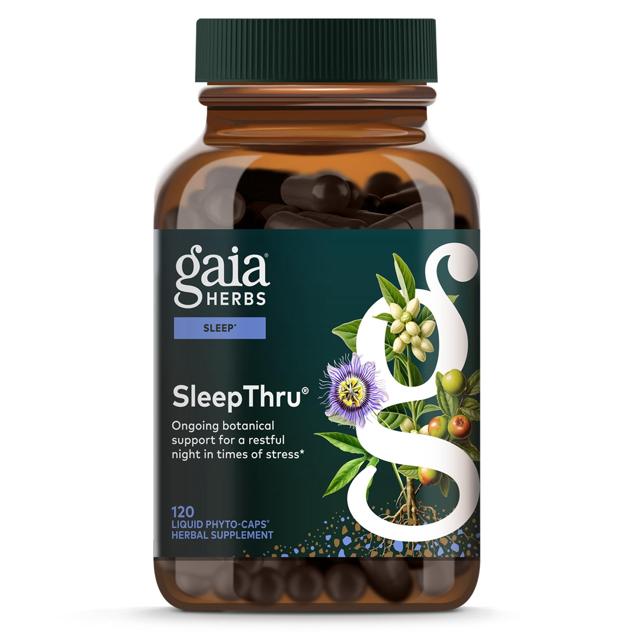 Gaia Herbs SleepThru - Sleep Support Supplement with Ashwagandha Root, Magnolia Bark, Passionflower & Jujube Date* - 120 Vegan Liquid Phyto-Caps (60 Servings)
