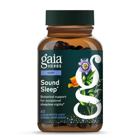 Gaia Herbs Sound Sleep - Sleep Support Supplement - Herbal, Plant-Powered Support for Calm & Relaxation* - Valerian Root, Passionflower & More - 60 Vegan Liquid Phyto-Capsules (20 Servings)
