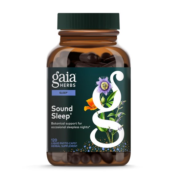 Gaia Herbs Sound Sleep - Sleep Support Supplement - Herbal, Plant-Powered Support for Calm & Relaxation* - Valerian Root, Passionflower & More - 120 Vegan Liquid Phyto-Capsules (40 Servings)