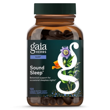 Gaia Herbs Sound Sleep - Sleep Support Supplement - Herbal, Plant-Powered Support for Calm & Relaxation* - Valerian Root, Passionflower & More - 120 Vegan Liquid Phyto-Capsules (40 Servings)