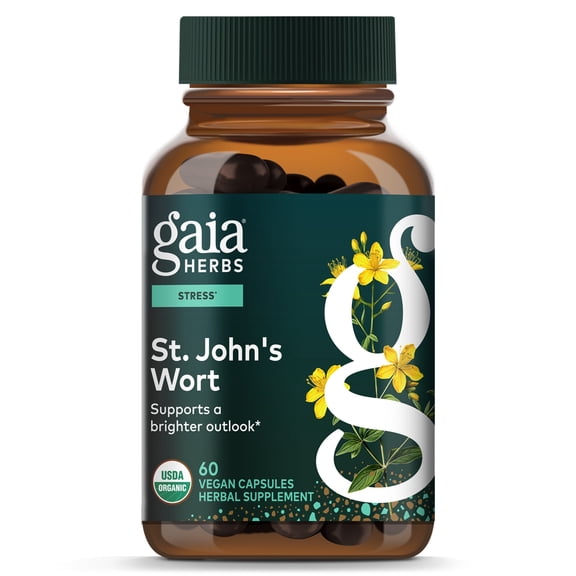 Gaia Herbs St. John's Wort - Stress Support Supplement* - With St. John's Wort - 60 Vegan Capsules (60 Servings)