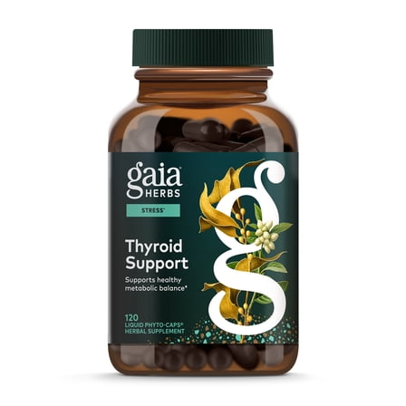 Gaia Herbs Thyroid Support - Made with Ashwagandha, Kelp, Brown Seaweed & Schisandra to Support Healthy Metabolic Balance & Overall Well-Being* - 120 Vegan Liquid Phyto-Caps (60 Servings)