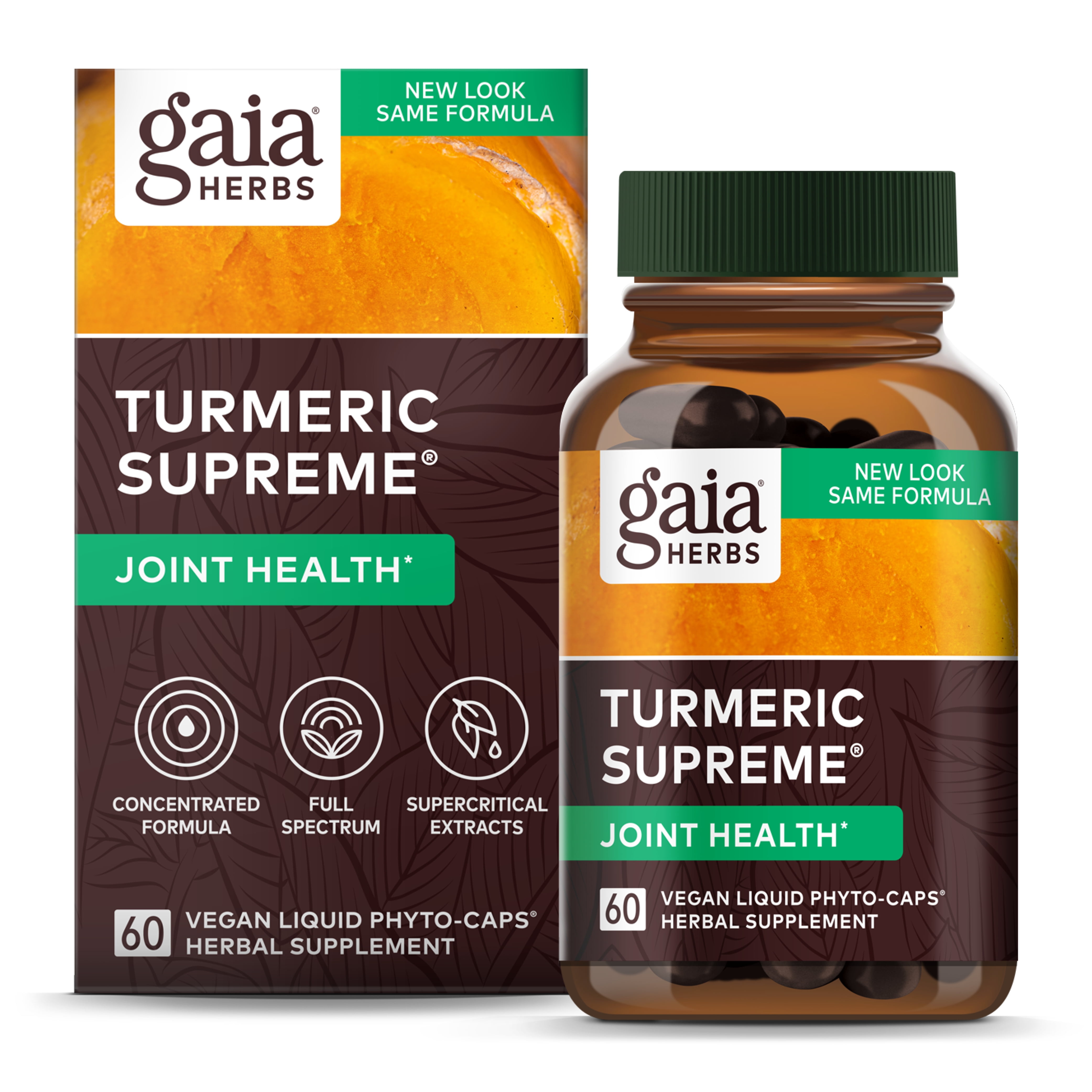 Gaia Herbs Turmeric Supreme Joint Health 60 Liquid PhytoCaps (15Day