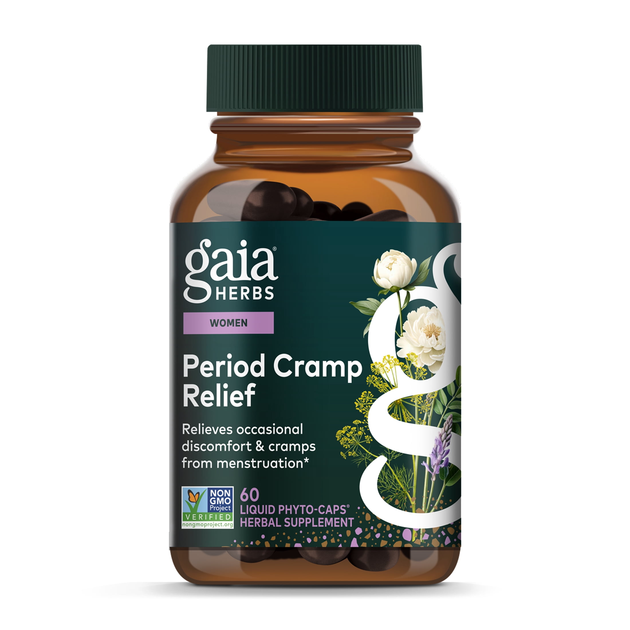 Gaia Herbs Cramp Relief - Herbal Supplement for Period Cramp Relief* - Made with Fennel Seed, Licorice Root & More - 60 Vegan Liquid Phyto-Caps (60 Servings)