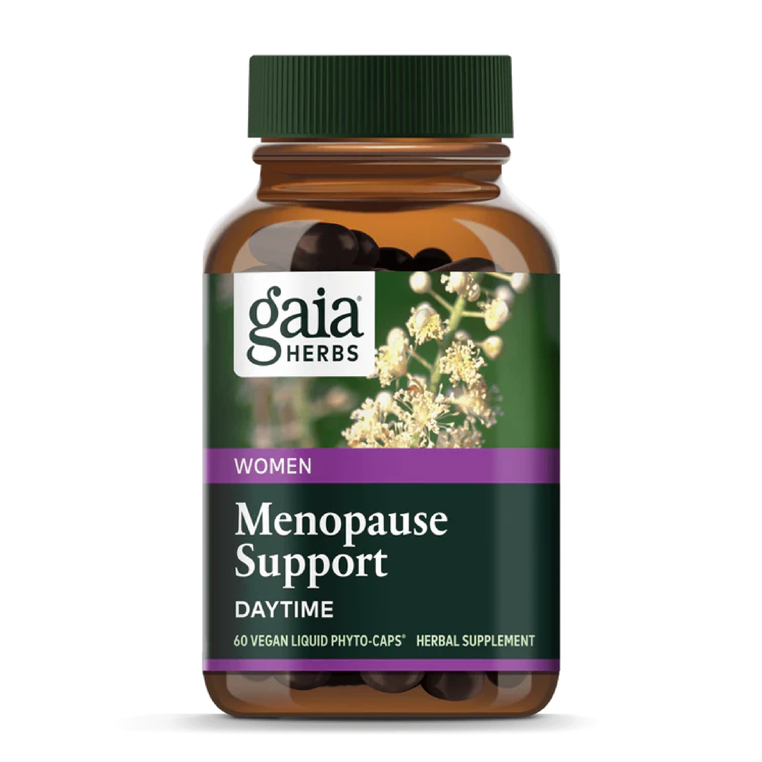 Gaia Herbs Menopause Support Daytime, Vegan Liquid Capsules, 60 Count - Hormone Balance for Women, Liver Support, Black Cohosh, St John's Wort, Organic Red Clover & Dandelion Root