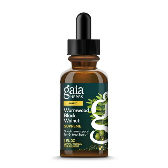 Gaia Herbs Wormwood Black Walnut Supreme - Digestive Support Supplement - Intestinal & Gut Health Support* - Ginger Root, Wormwood & Black Walnut - 1 Fl Oz Liquid Extract (30 Servings)
