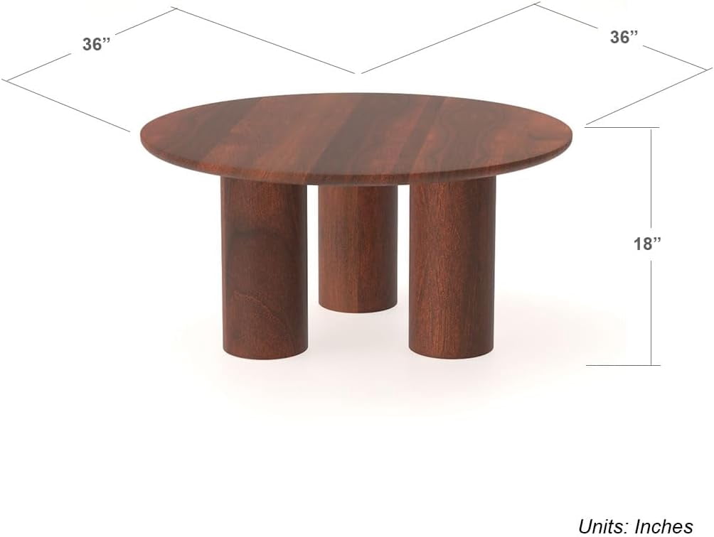 Gaia Round Coffee Table, Natural Wood with Wood Grain and Sturdy ...