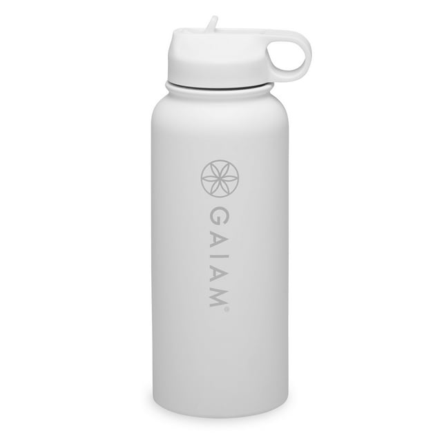 Gaiam 32oz Stainless Steel Water Bottle, White